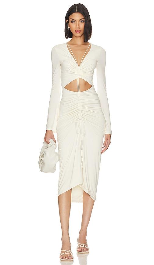 l'academie x jetset christina norae midi dress in white.