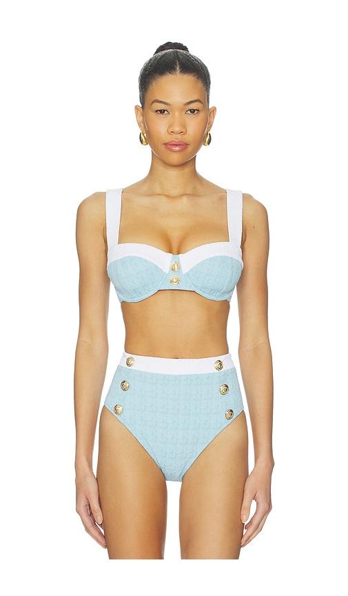 l'agence alexandria bikini top in baby blue.