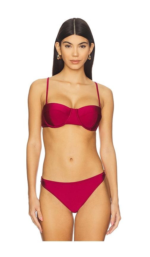 l'agence alexandria bikini top in burgundy.