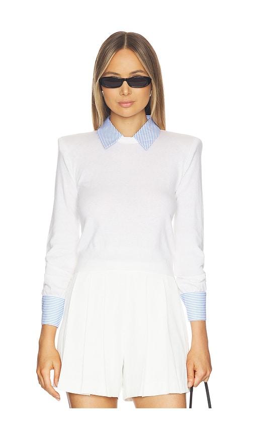 l'agence april poplin collar pullover in white.