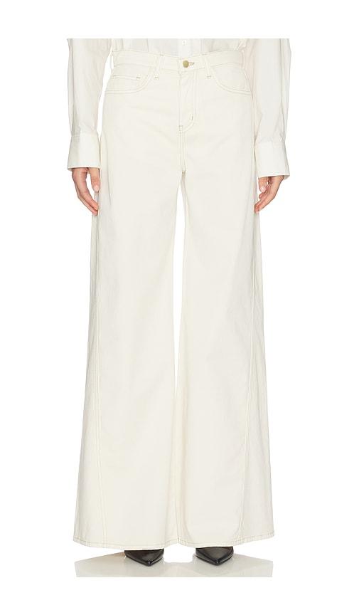 l'agence beau high rise t-seam wide leg jean in white.