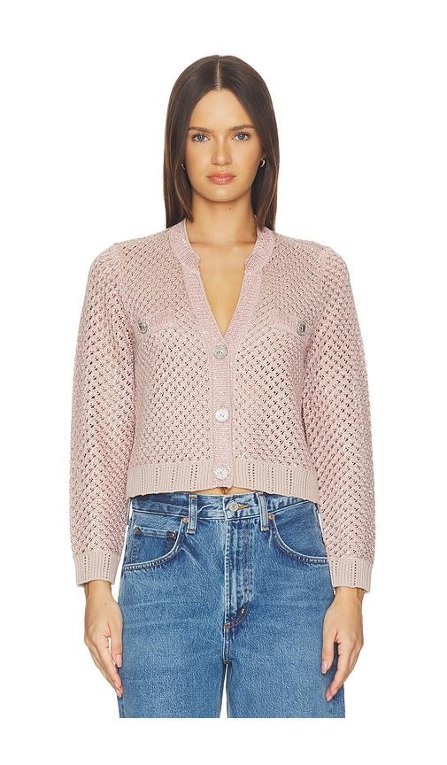 l'agence blanca sequin crop cardigan in rose.