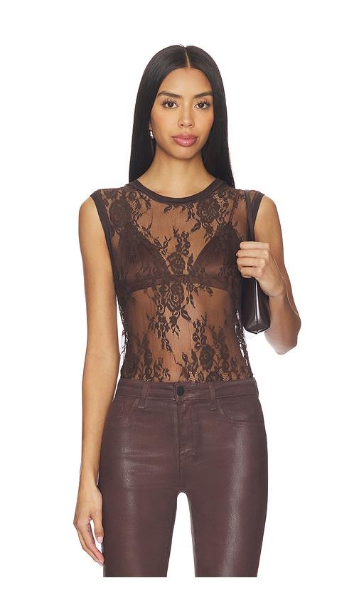 l'agence brax lace muscle tank top in brown.