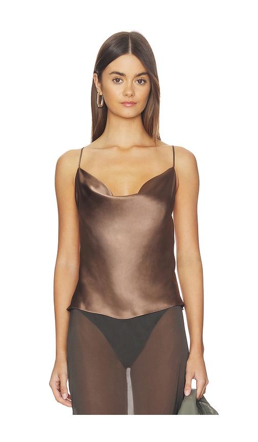 l'agence calista cowl neck cami top in brown.