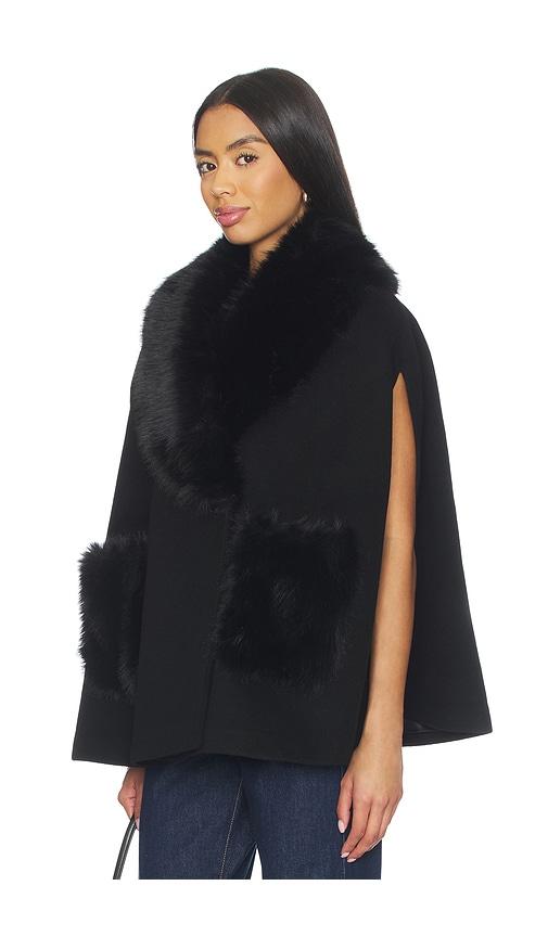 l'agence chana faux fur cape in black.