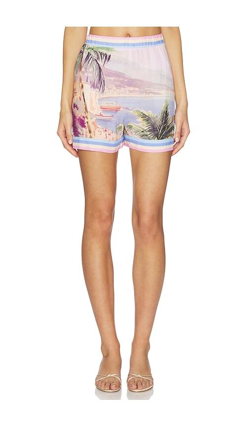 l'agence enyo postcard print shorts in blush.