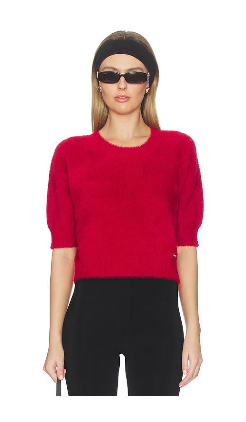 l'agence guinevere short sleeve crop crew in red.