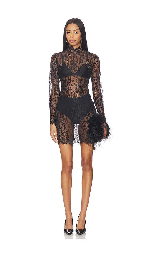 l'agence henrietta lace mini dress in black.