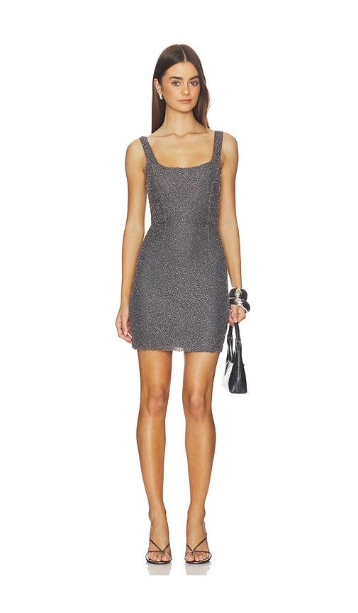 l'agence inori beaded mini dress in charcoal.