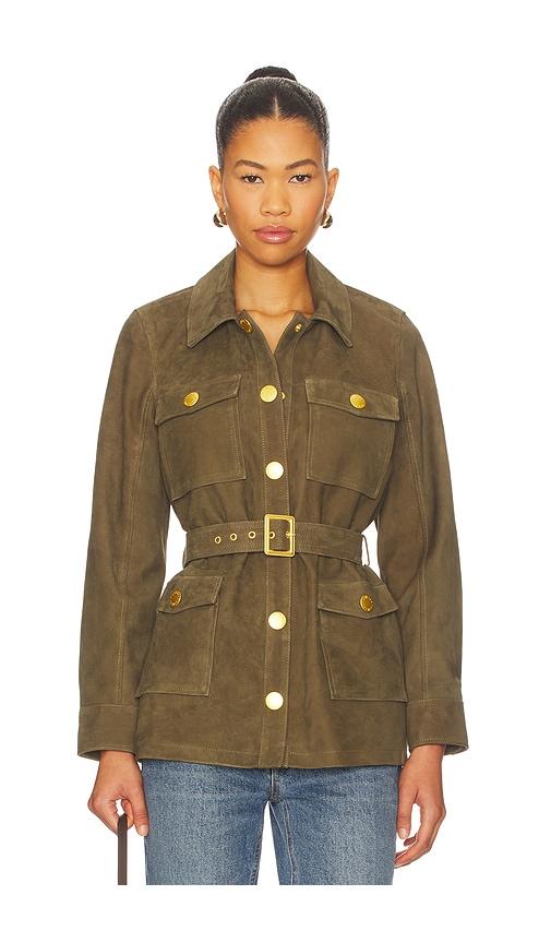 l'agence ishani belted jacket in olive.