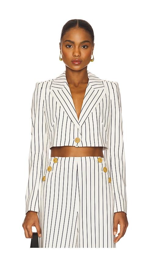 l'agence izzie cropped blazer in white.