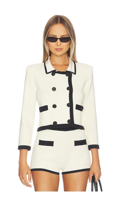 l'agence janu trim knit jacket in white,black.
