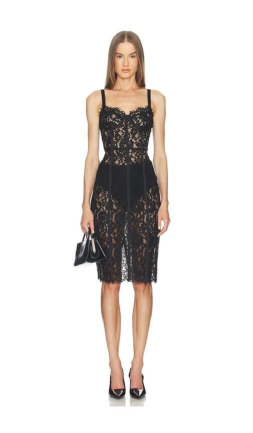 l'agence jennifer lace bustier midi dress in black.