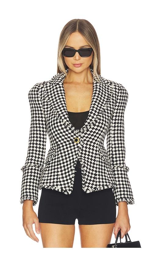 l'agence kaisley blazer with fray in black,white.