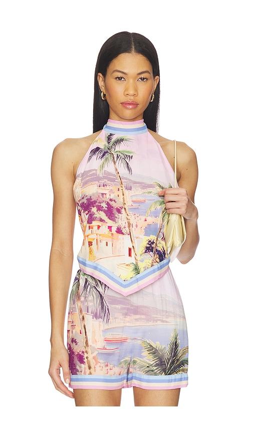 l'agence kochi postcard print high neck top in blush.