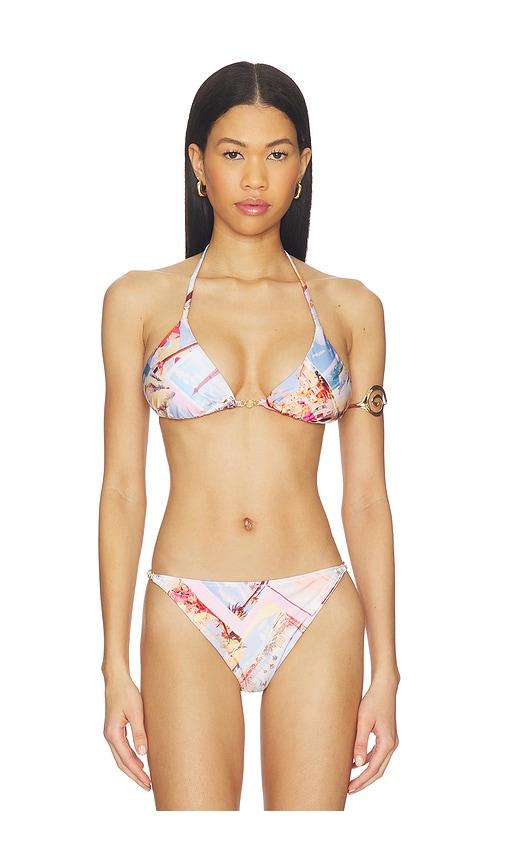 l'agence kristin postcard print bikini tri slider bra in blush.