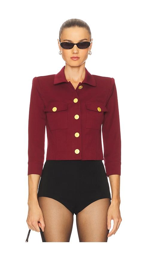 l'agence kumi cropped fitted jacket in burgundy.