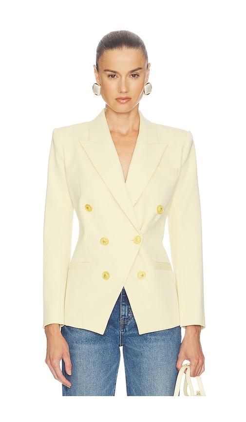 l'agence kyomi double breasted blazer in lemon.