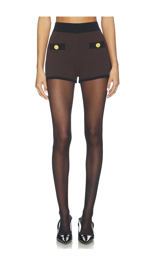 l'agence lumi trim knit micro short in brown.
