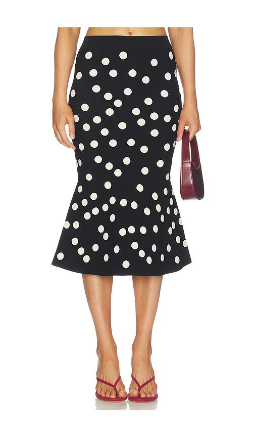 l'agence mae polka dot flare skirt in black,white.