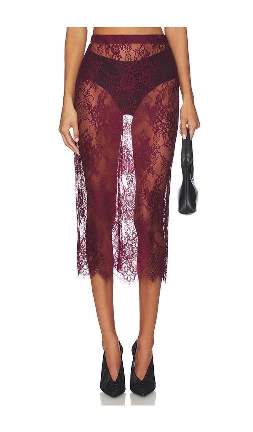 l'agence makena lace pencil skirt in burgundy.