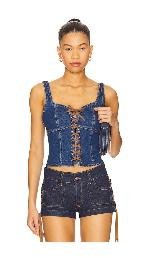 l'agence nayeli corset tank top in blue.