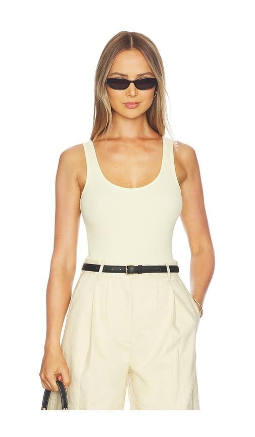 l'agence nica scoop neck tank bodysuit in lemon.