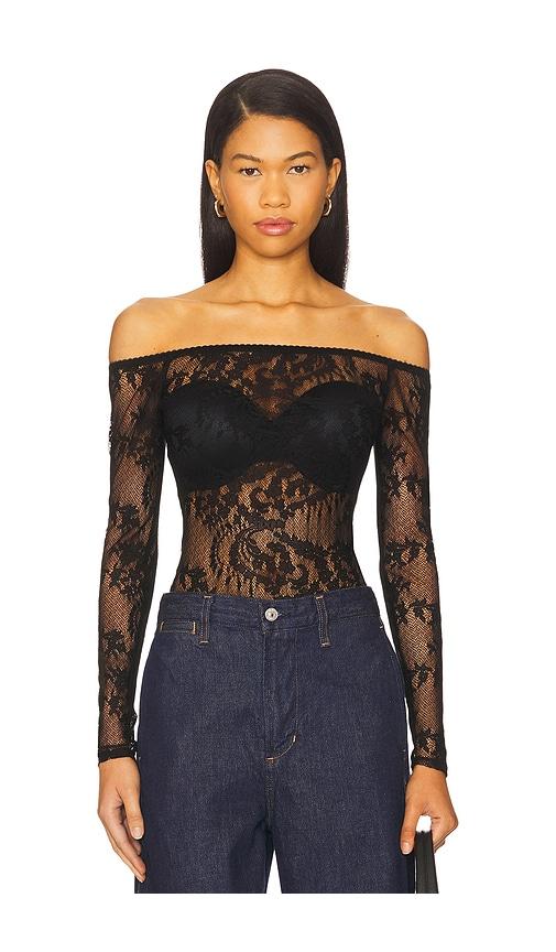 l'agence peonie bodysuit in black.