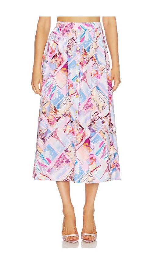 l'agence seina midi skirt in pink.
