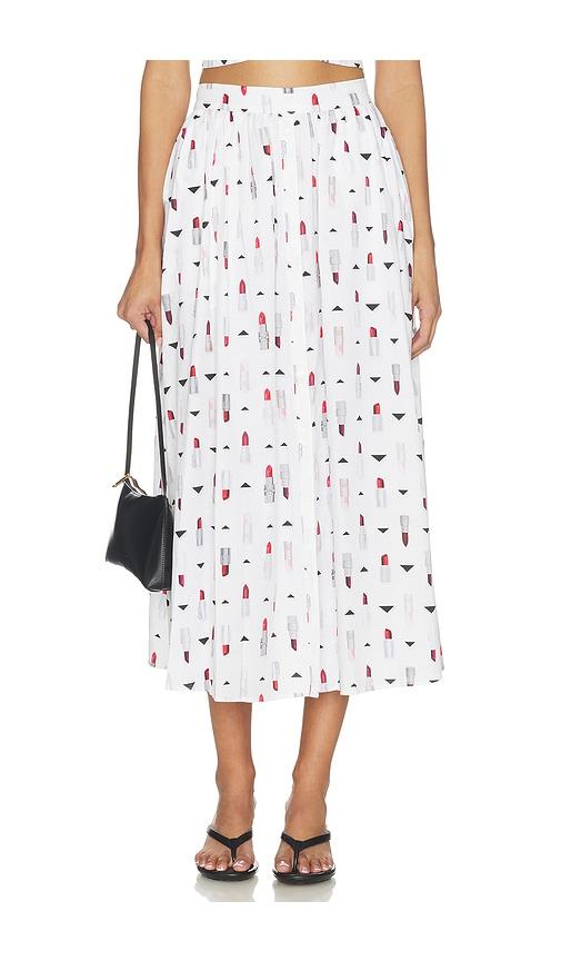 l'agence seina midi skirt in white.