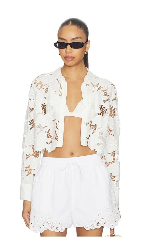 l'agence seychelle cropped button down in white.