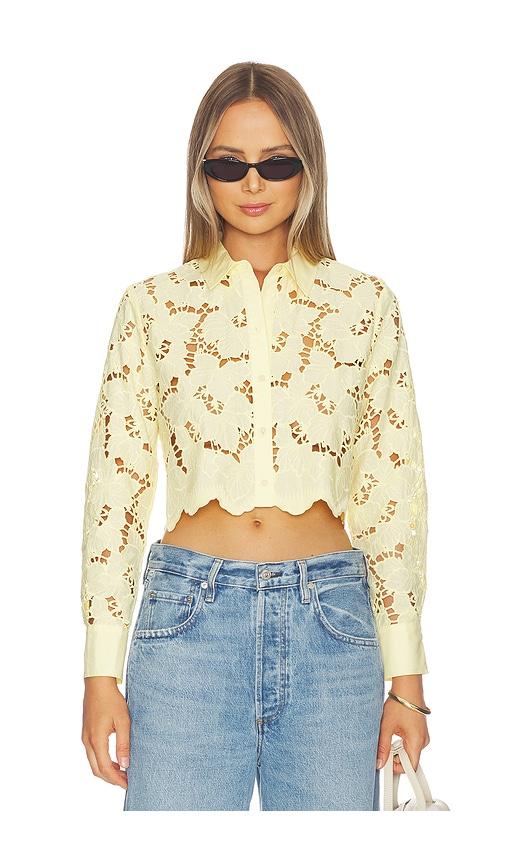 l'agence seychelle cropped button down top in lemon.