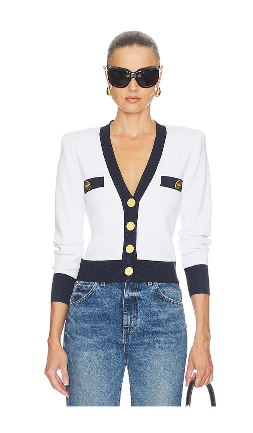 l'agence taya cropped cardigan in white.