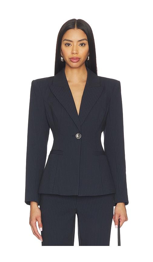 l'agence therese cinched waist blazer in navy.
