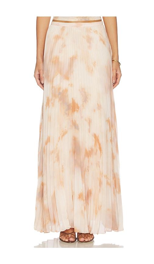 l'agence torin pleated maxi skirt in beige.