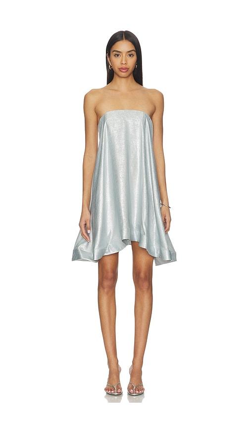 l'idee aman mini dress in metallic silver.