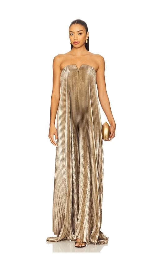 l'idee black tie gown in metallic gold.