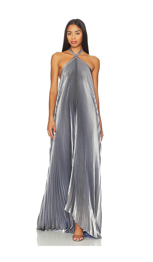 l'idee deesse gown in metallic silver.