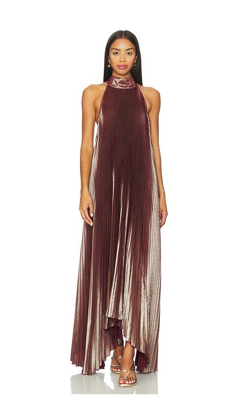 l'idee olympia gown in burgundy.