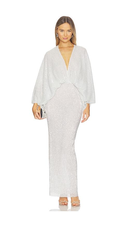 l'idee paradiso gown lined in metallic silver.