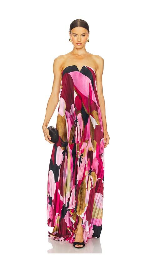 l'idee x revolve black tie gown in capri print pink in pink.
