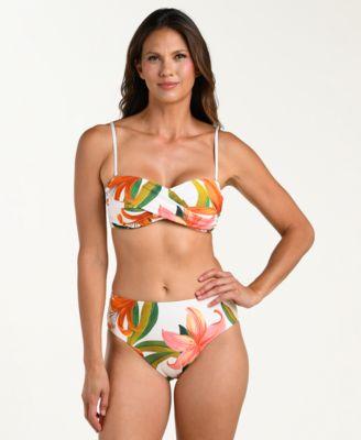 la blanca womens jungle blossoms twist bandeau swim top bottoms