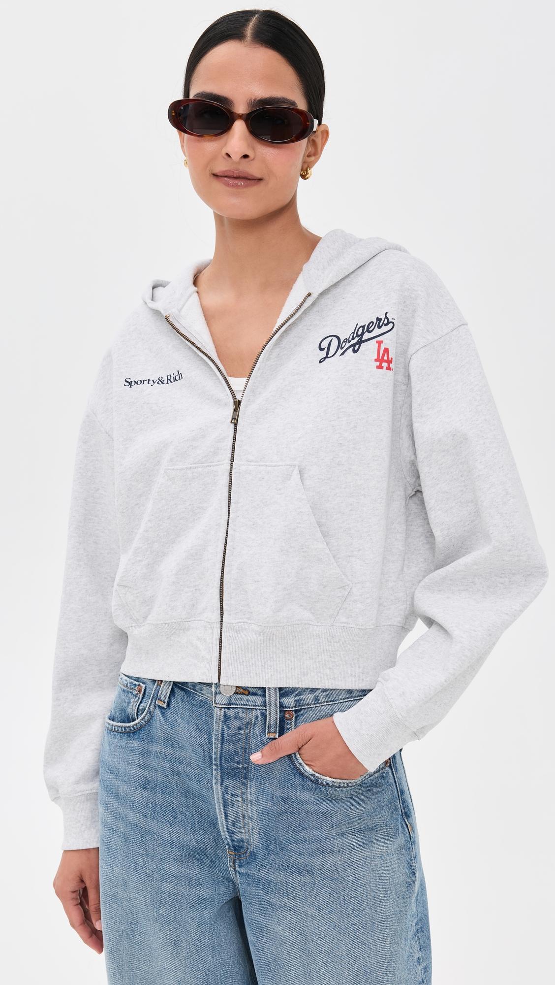 la dodgers serif cropped zip hoodie