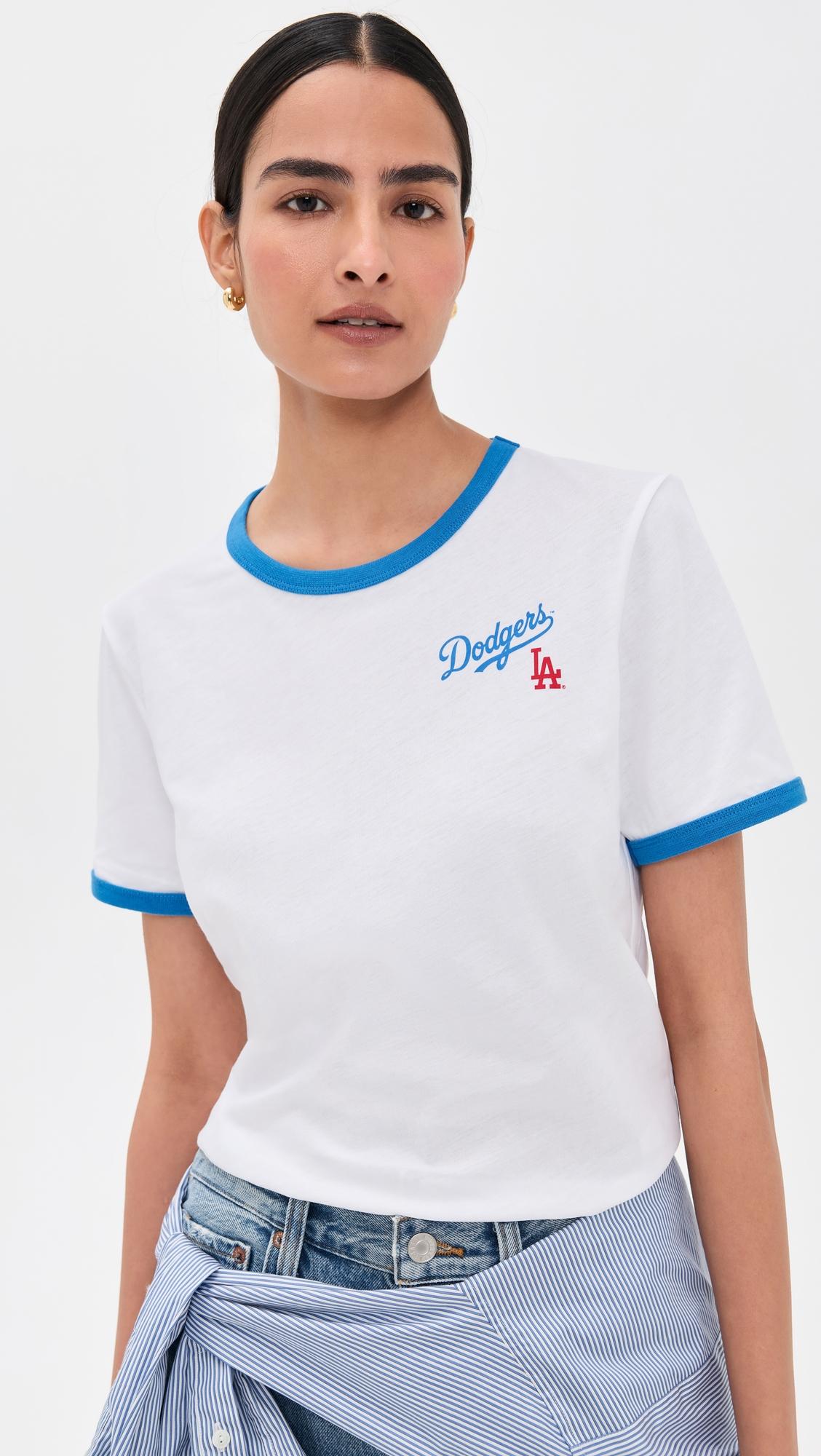 la dodgers serif ringer tee