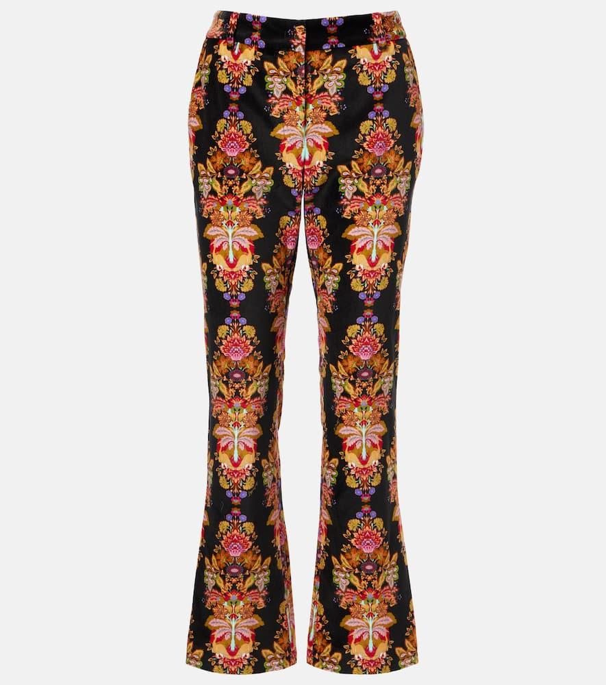 la doublej 24/7 printed cropped cotton flared pants