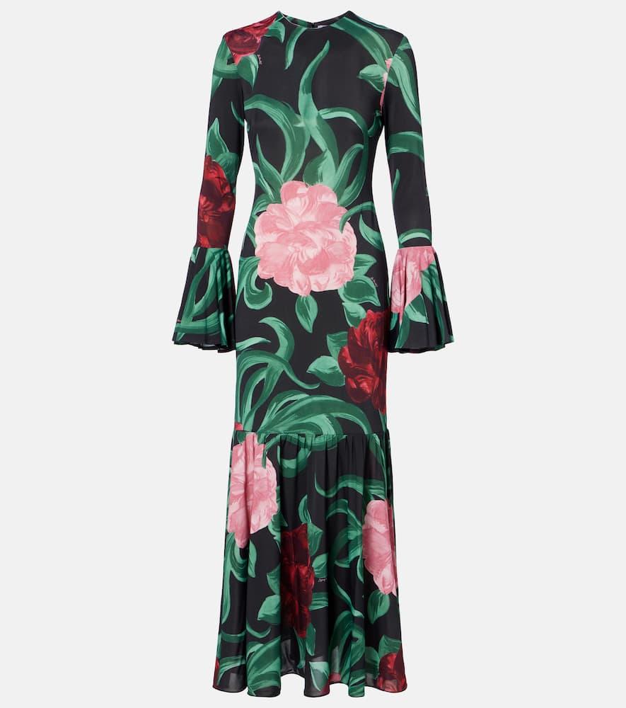 la doublej alba floral jersey midi dress
