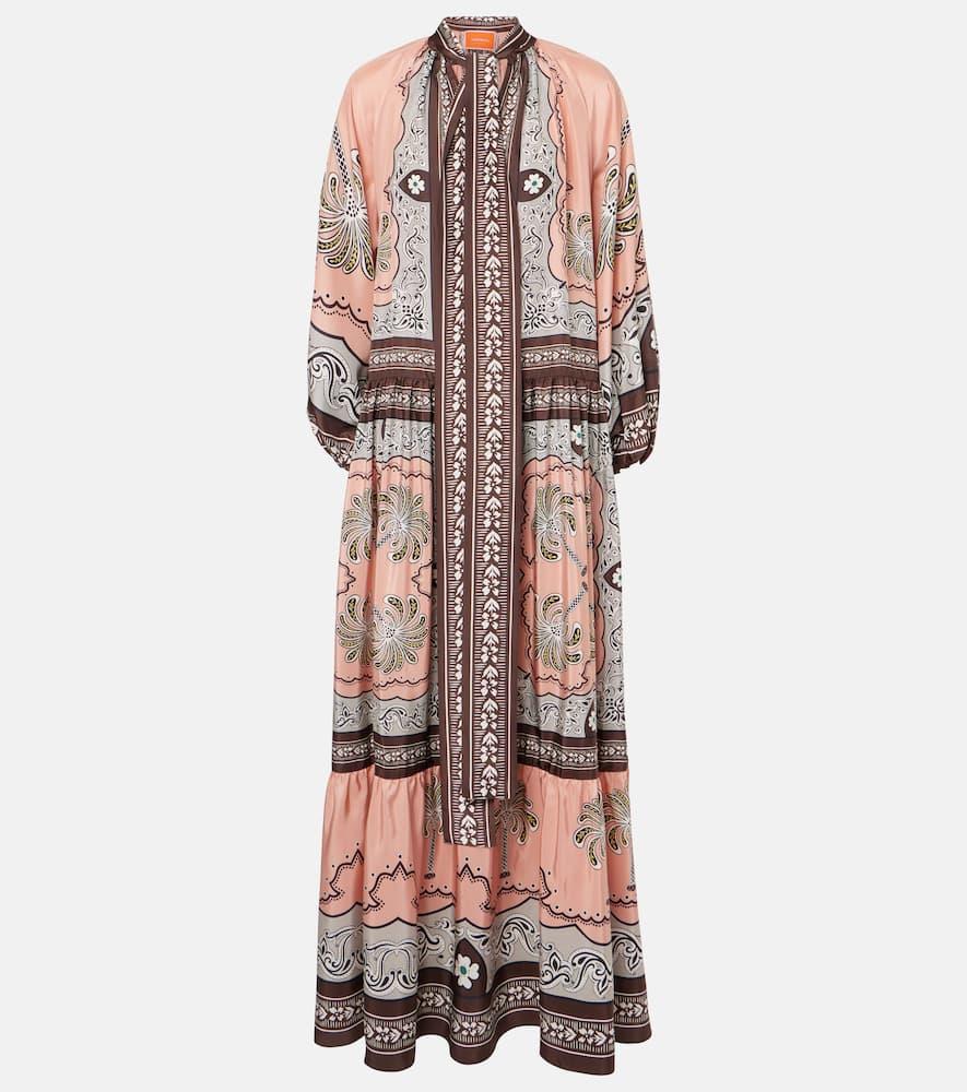 la doublej athena printed silk maxi dress