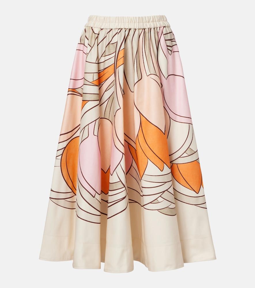 la doublej ballerina floral cotton midi skirt