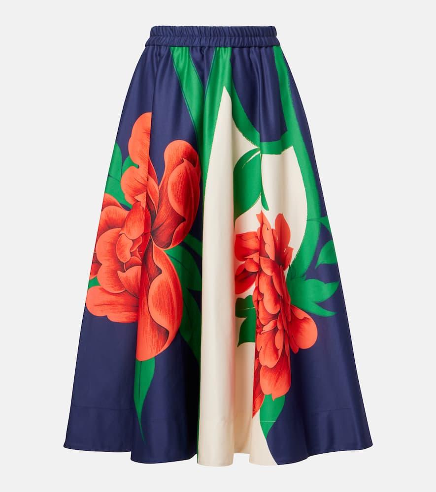 la doublej ballerina floral cotton midi skirt