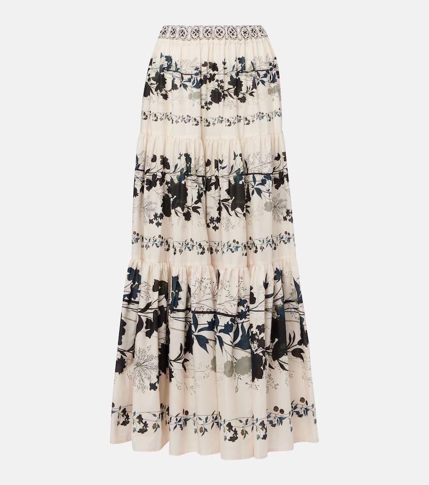 la doublej big floral cotton maxi skirt